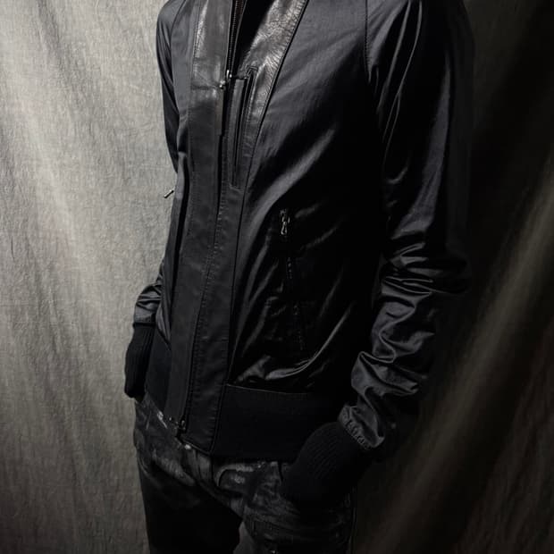 The Viridi anne 하이브리드 레더 자켓