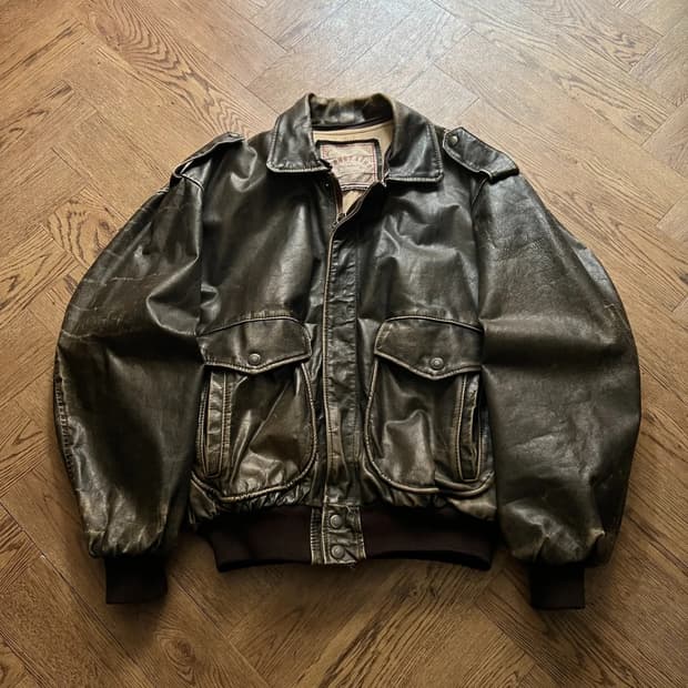 [XL]90's 프랑스제 빈티지 리얼레더 A-2 플라이트 자켓