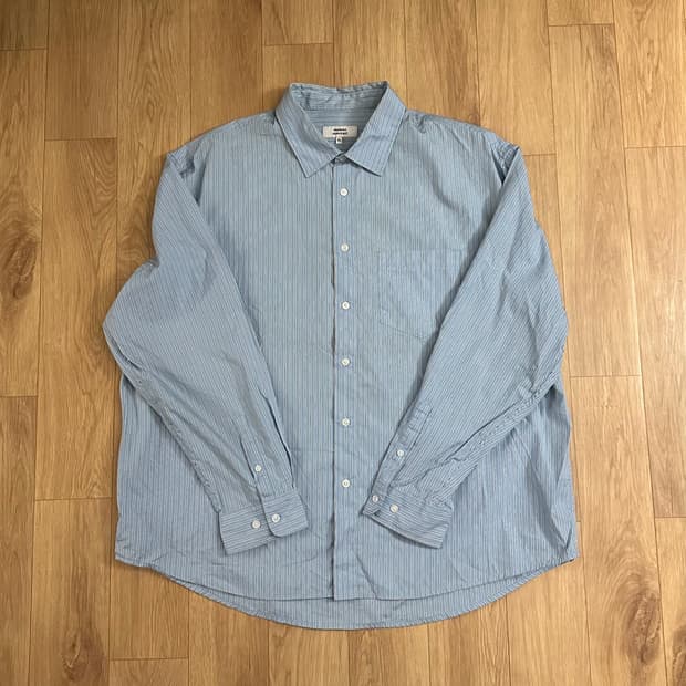 무탠다드 스트라이프 오버사이즈 포플린 셔츠 블루 스트라이프 XL
