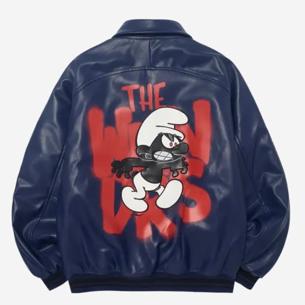 M) 위캔더스 스프레이 레더 자켓 네이비