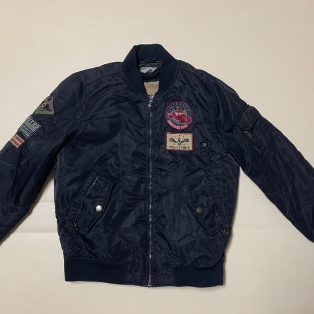 [L] JEEP 지프 정품 빅로고 블랙 봄버 자켓