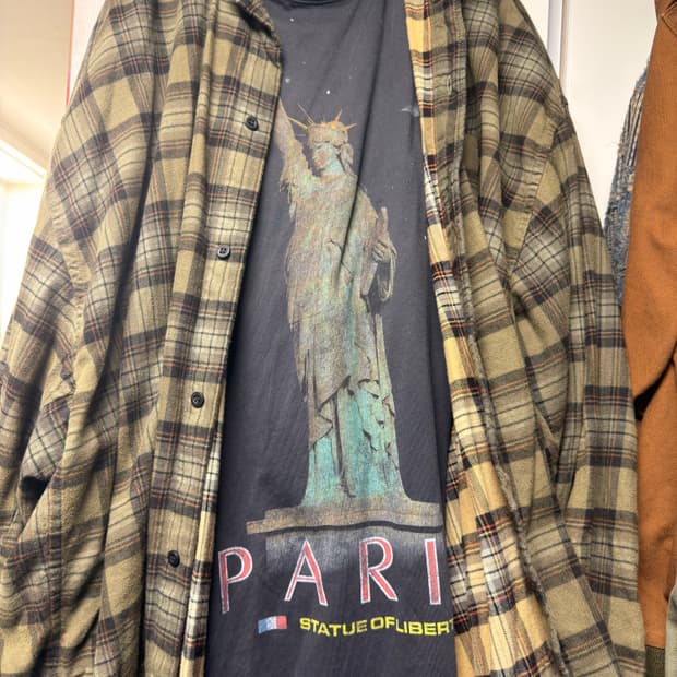 발렌시아가 파리 리버티 레이어드 오버사이즈 셔츠 다크 그린