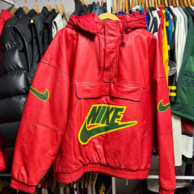슈프림 x 나이키 레더 아노락 짐레드 - 19FW