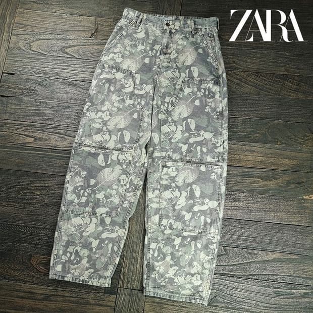 [자라] 카모 패턴 루즈핏 더블니 카펜터 워크 팬츠 M19198