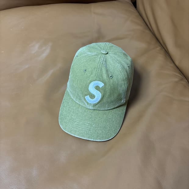 슈프림 S로고 볼캡 모자 피그먼트 워시드 탄
