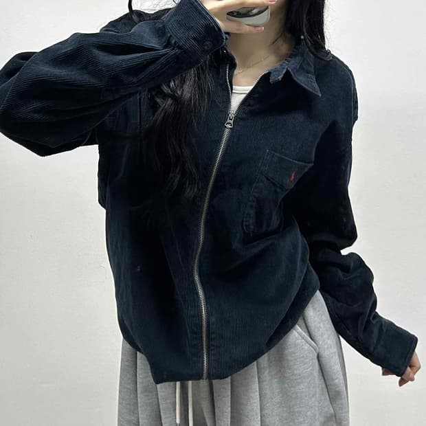 *최신형 폴로 랄프로렌 큐알택 네이비 골덴 코듀로이 포켓 셔츠 자켓(L)