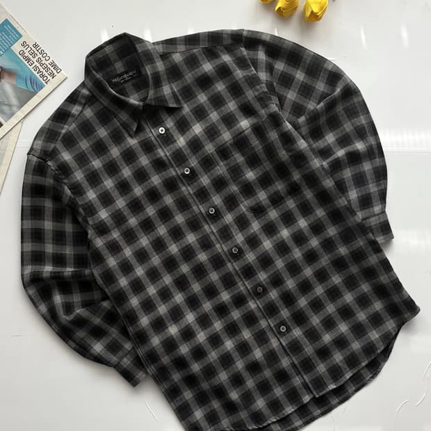 YSL 입생로랑 블랙 체크 셔츠