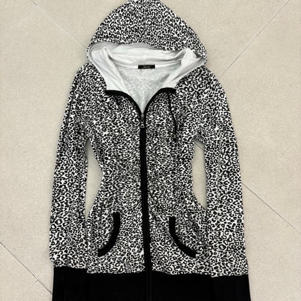 레오파드 투웨이 롱 후드집업