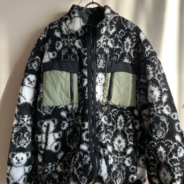 유쓰메쓰 한정판 리버서블 베어 플리스 재킷L