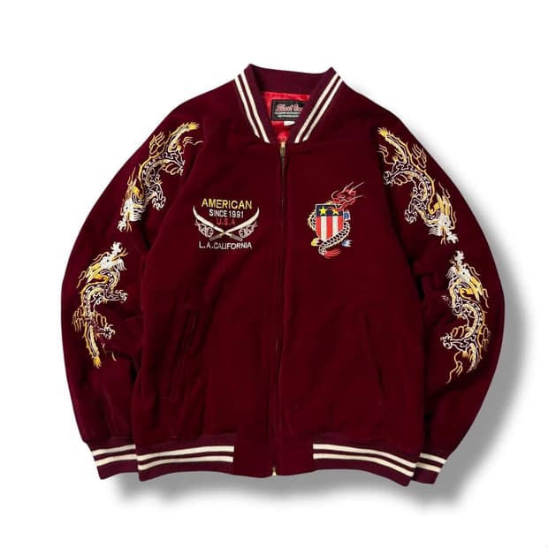 90s 빈티지 벨벳 버건디 자켓