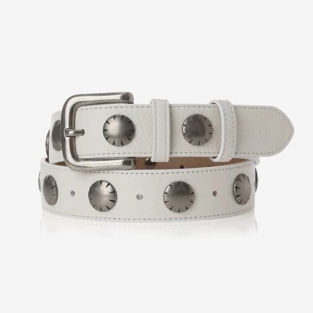 새상품 카키포인트 빅 스터드 벨트 화이트
