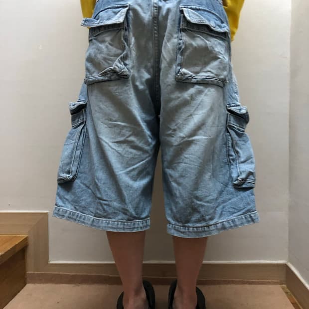 빈티지 데님 카고 버뮤다 팬츠