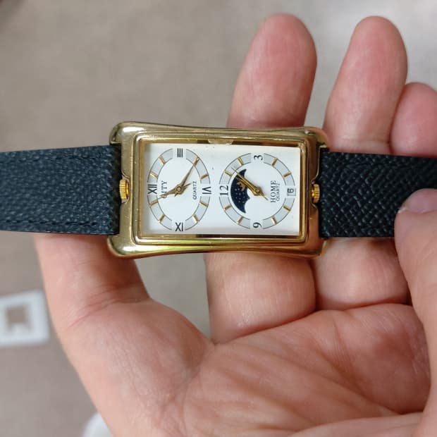 홈에서 제작된 듀얼 문페이즈 남성 가죽 시계