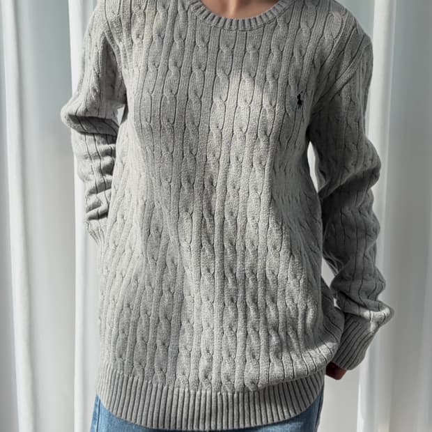[M]폴로 랄프로렌 꽈배기 케이블 코튼 니트 gray