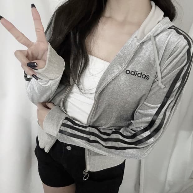 아디다스 그레이 벨벳 벨루어 후드집업 져지 트랙탑