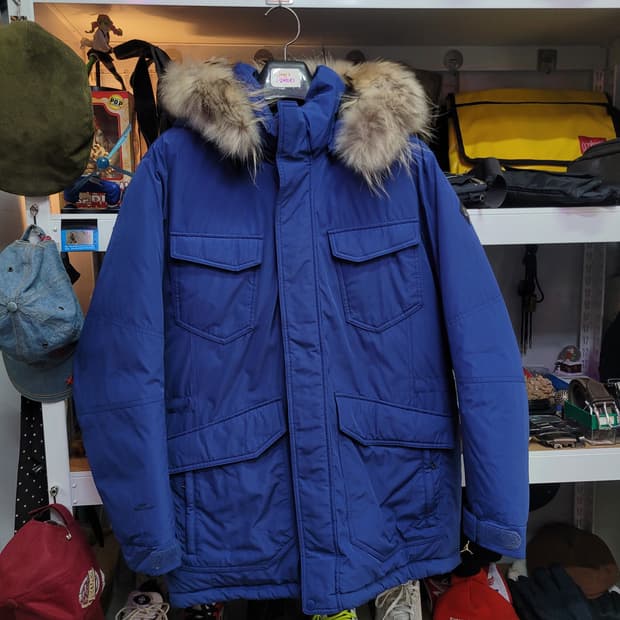 KOLON 코오롱 GORE 블루 퍼 후드 패딩 점퍼