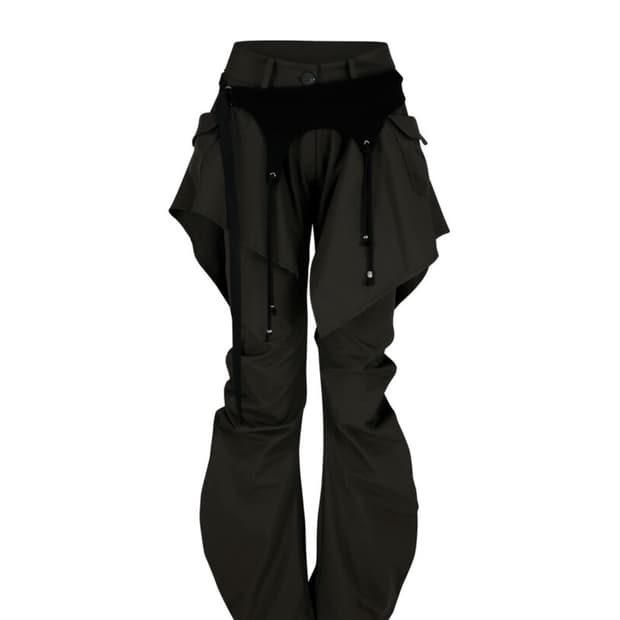 카시코 레이어드 스트랩 팬츠 카키