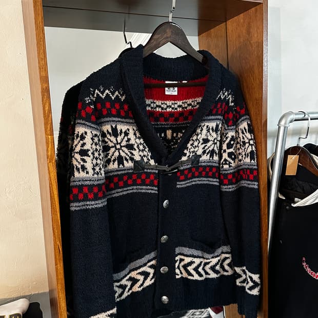 Body glove 보디 글러브 쇼콜라 패턴 니트 가디건