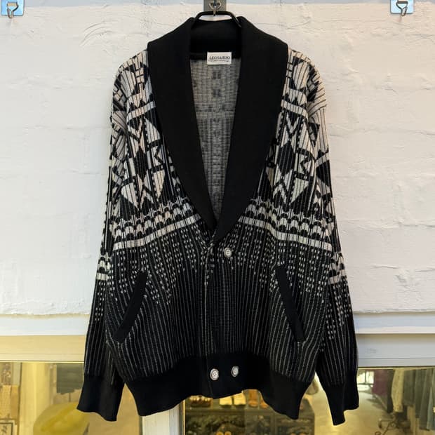 Leonardo 레오나르도 빈티지 숄 카라 가디건 M-L