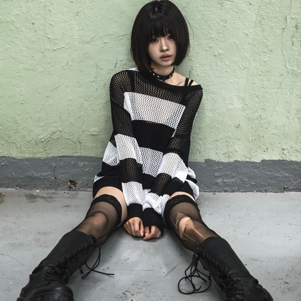 Black & White Net Knit