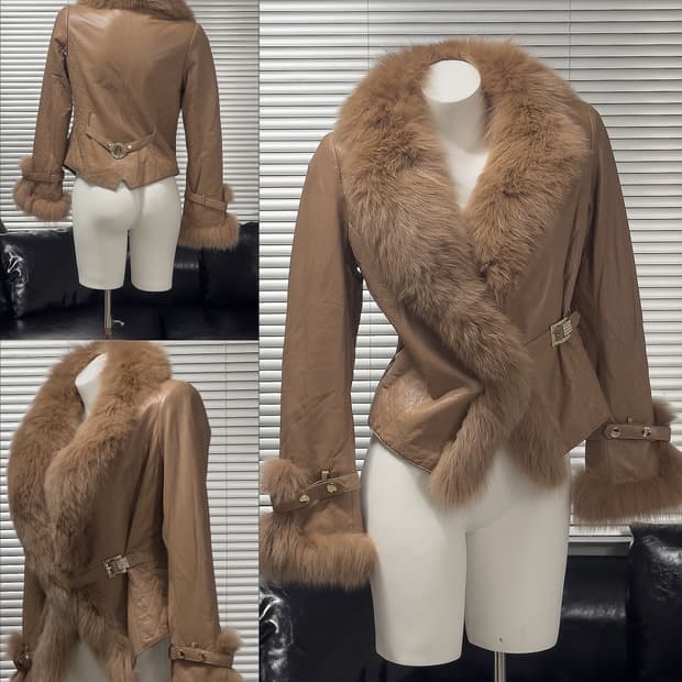 {Unknown} Rabbit Fur Leather Jacket