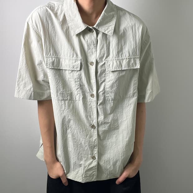 에디 바우어 라이트 그레이 나일론 반팔 셔츠 2XL