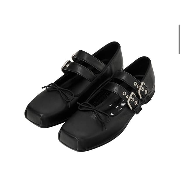 [Open YY] Buckle Ballet Flats (Black)
