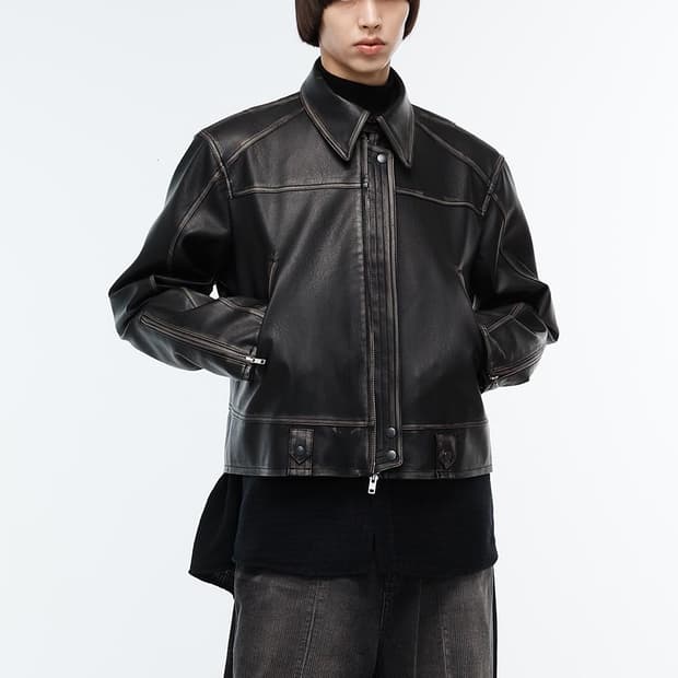 알렌느 3D 디스트레스 포우레더 자켓 블랙 2