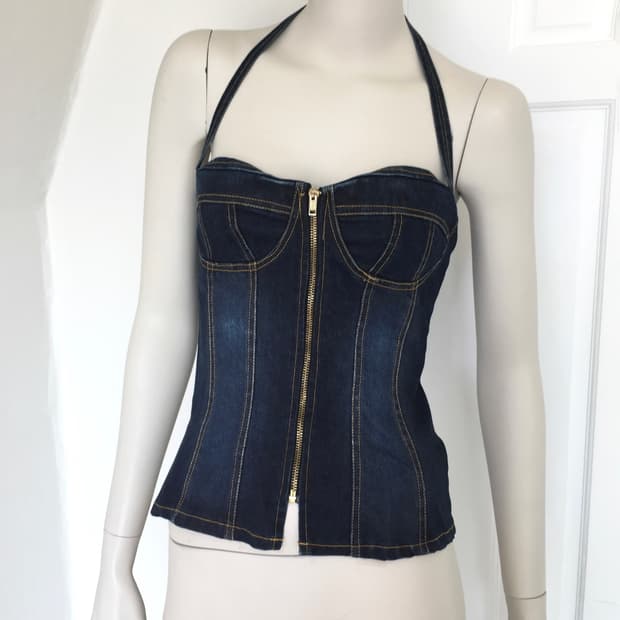 Denim Bustier Halter Top