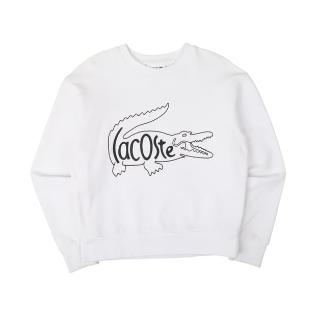 라코스테 우먼스 화이트 빅로고 스웻셔츠