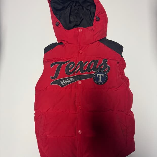 MLB 엠엘비 텍사스 덕 다운 패딩 후드 조끼 L 레드