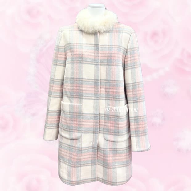 [울65%] 로엠 겨울체크 수지코트 퍼 탈부착
