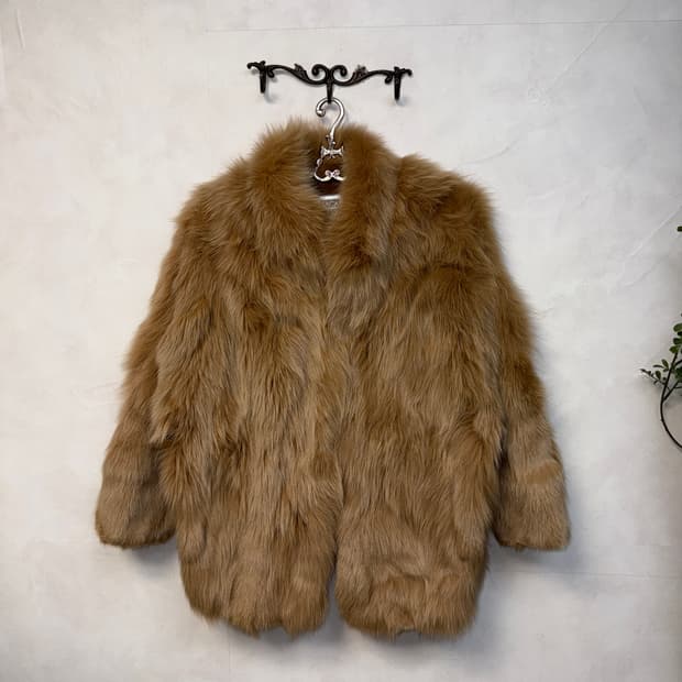 SAGA FOX mixed beige fox fur jacket