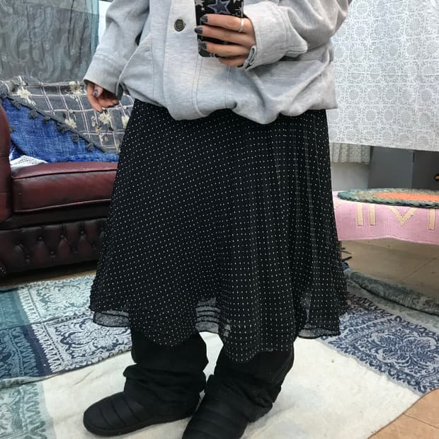 ADONISER 여성 도트 미디스커트 