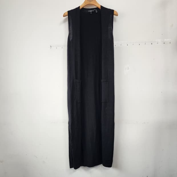 띠어리 블랙 롱 조끼 가디건