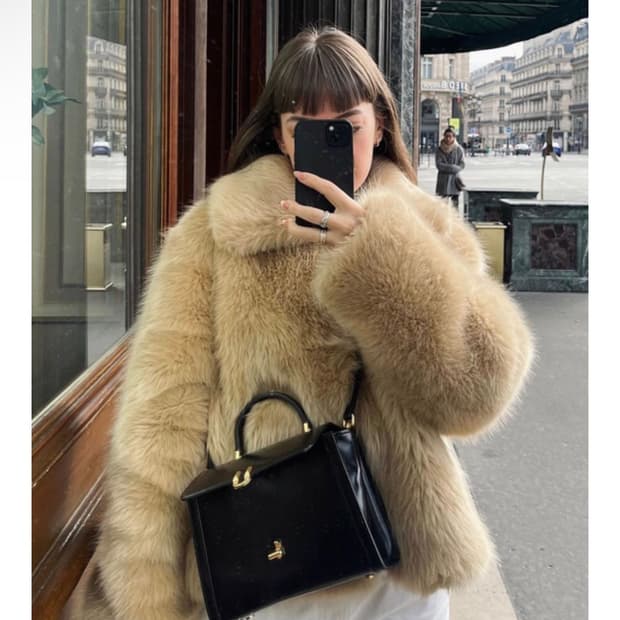 헤브레스 퍼자켓 베이지 새상품