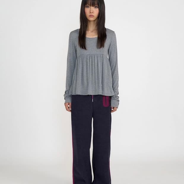 SILKY SCOOPNECK T (STRIPE GREY)