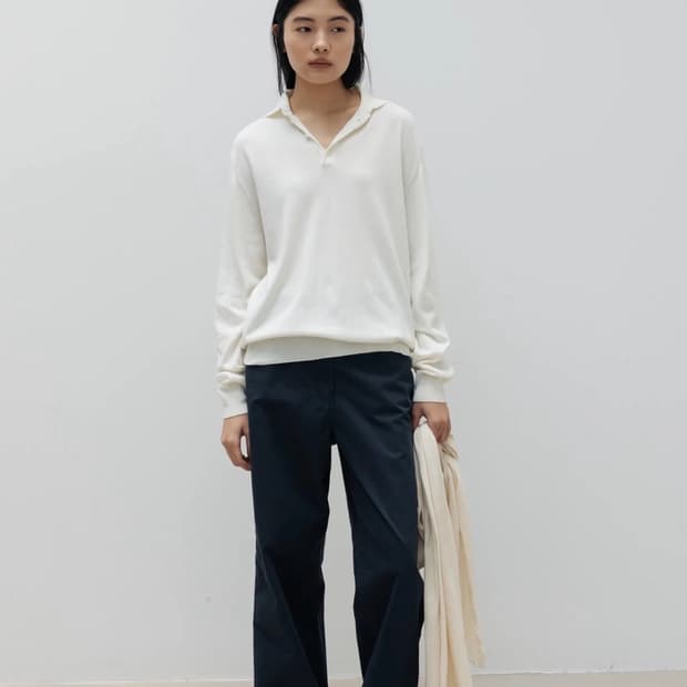네세서리 cotton loose collar knit