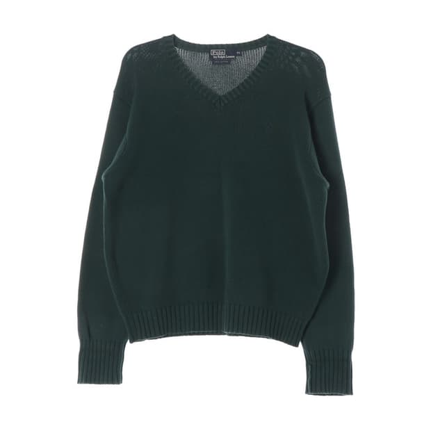 폴로 랄프로렌 코튼 브이넥 니트 다크그린 M