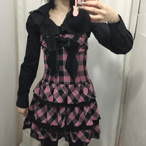 핑크 체크 캉캉 코디💅