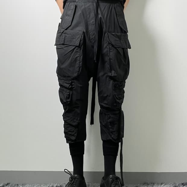 언라벨 프로젝트 블랙 유틸리티 멀티 포켓 카고 팬츠 S