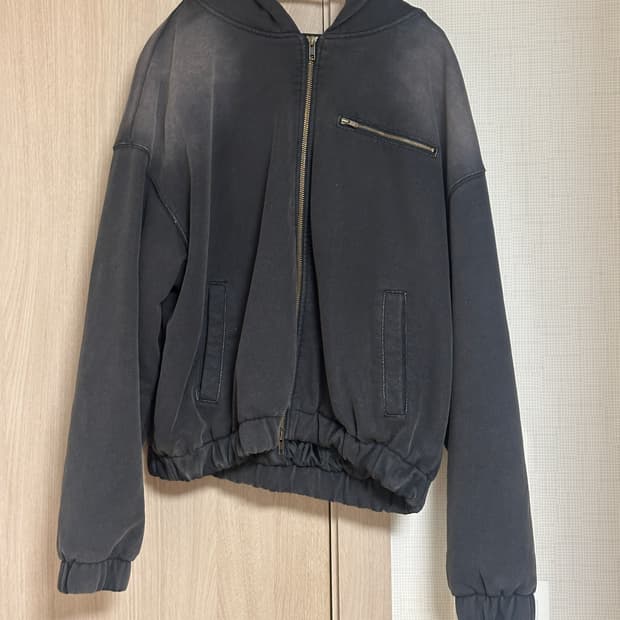 빅유니온 X 후디진호 패이디드 크롭 후드 집업 (그레이)