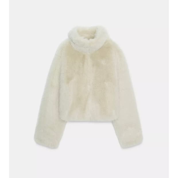 자라 숏 퍼 코트 라이트베이지 S