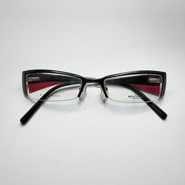 빈티지 긱시크 안경 (로샤스 R-1336 레드 패턴 반무테)