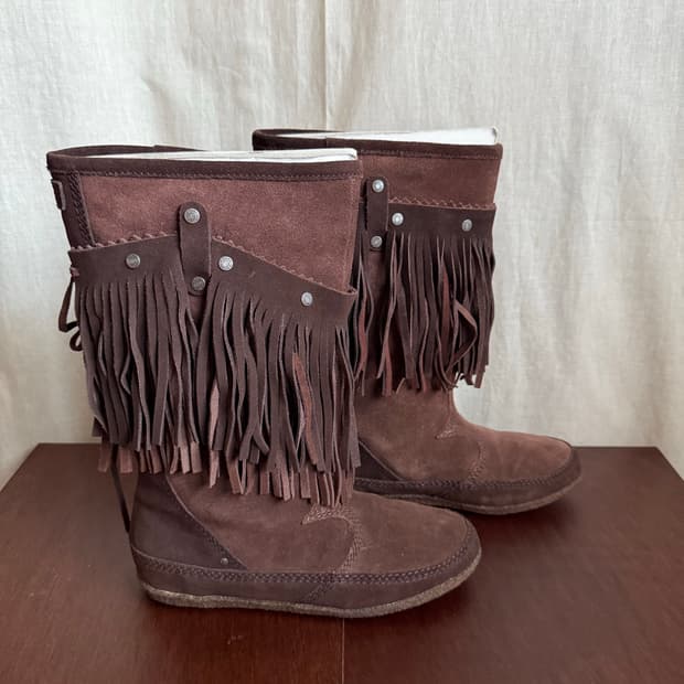 DIESEL suede fringe western boots 