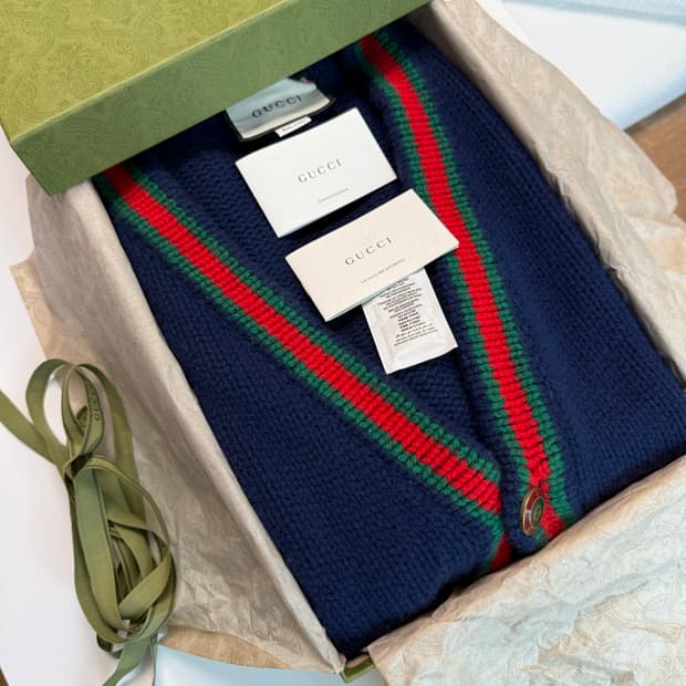 구찌 GG 버튼 케이블 니트 가디건 / M