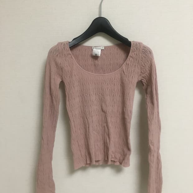 자라 시스루 긴팔 티셔츠 핑크