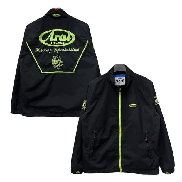Arai 아라이 구형 블랙 형광 바람막이 라이더 자켓 L