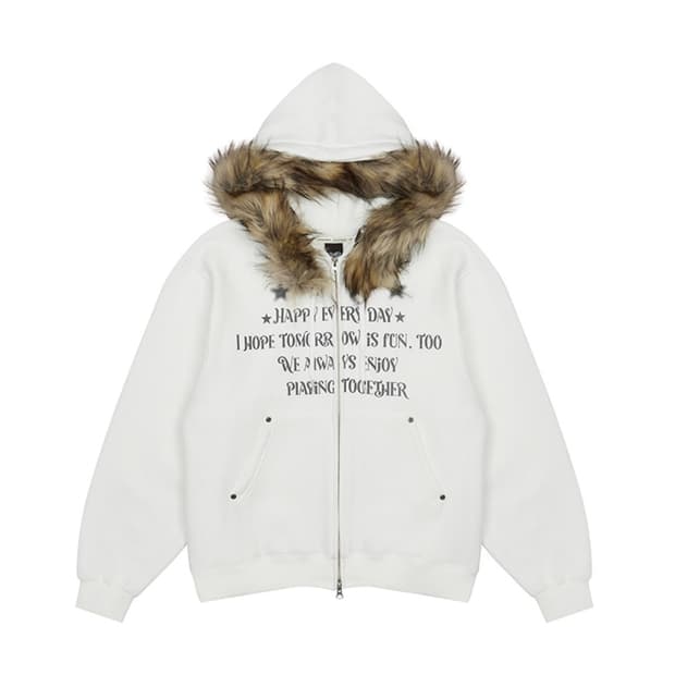 러브이즈트루 후드집업 FS LETTER HOOD ZIPUP(WHITE)
