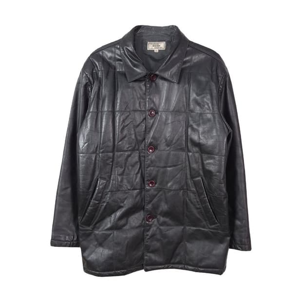 Leather Silk 빈티지 카우하이드 레더 하프 코트 L